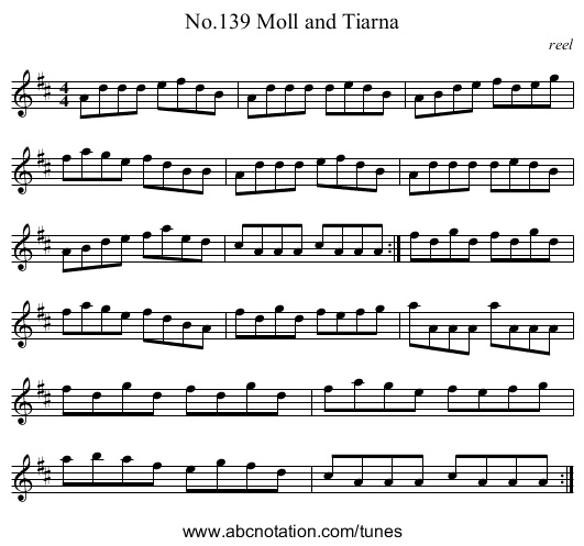 No.139 Moll and Tiarna - staff notation