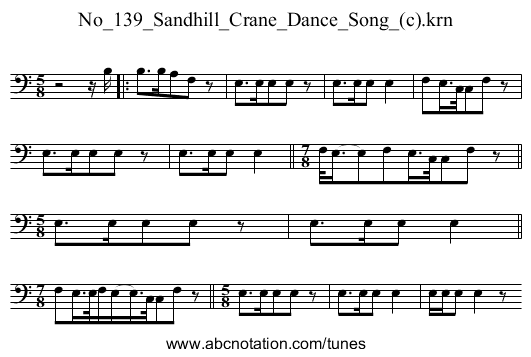 No_139_Sandhill_Crane_Dance_Song_(c).krn - staff notation