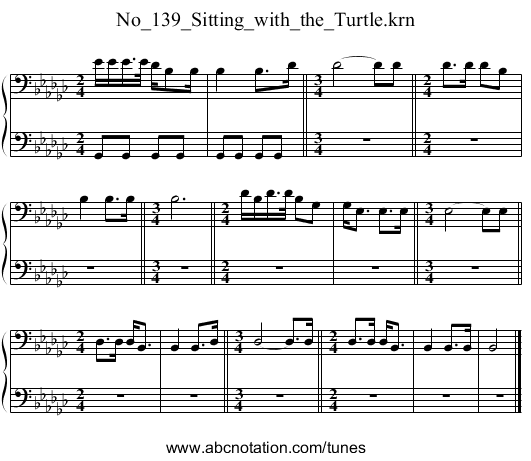 No_139_Sitting_with_the_Turtle.krn - staff notation