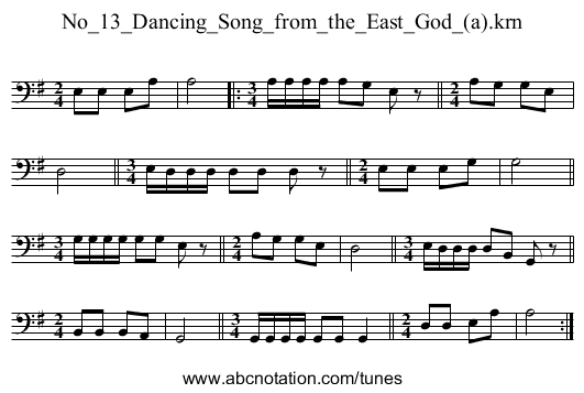 No_13_Dancing_Song_from_the_East_God_(a).krn - staff notation