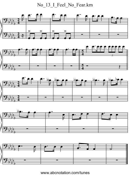 No_13_I_Feel_No_Fear.krn - staff notation