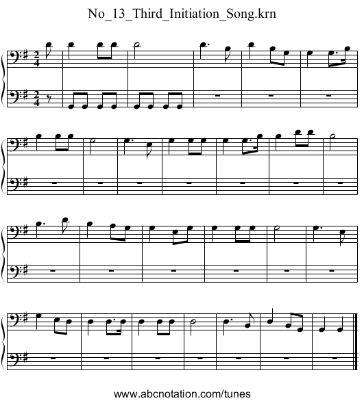 No_13_Third_Initiation_Song.krn - staff notation
