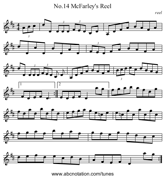 No.14 McFarley's Reel - staff notation