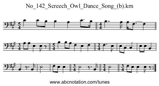 No_142_Screech_Owl_Dance_Song_(b).krn - staff notation