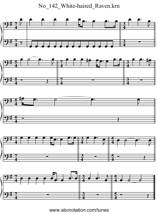 No_142_White-haired_Raven.krn - staff notation