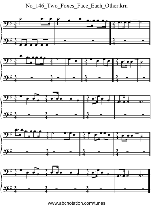 No_146_Two_Foxes_Face_Each_Other.krn - staff notation