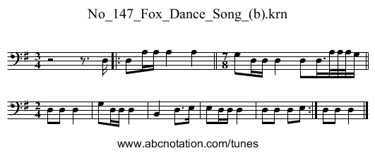 No_147_Fox_Dance_Song_(b).krn - staff notation