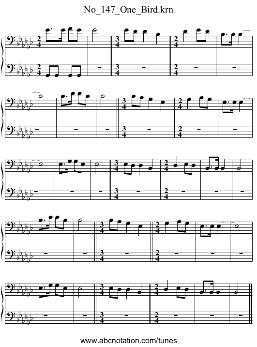 No_147_One_Bird.krn - staff notation