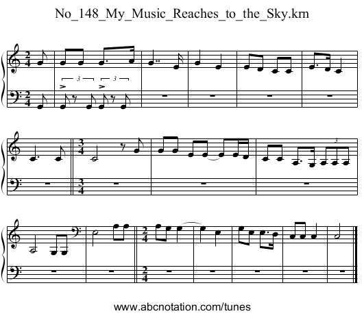 No_148_My_Music_Reaches_to_the_Sky.krn - staff notation