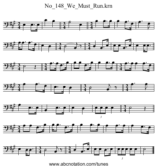 No_148_We_Must_Run.krn - staff notation
