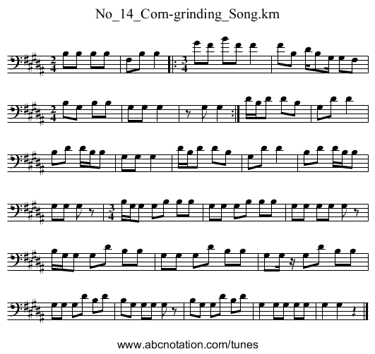 No_14_Corn-grinding_Song.krn - staff notation