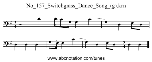 No_157_Switchgrass_Dance_Song_(g).krn - staff notation