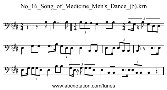 No_16_Song_of_Medicine_Men's_Dance_(b).krn - staff notation