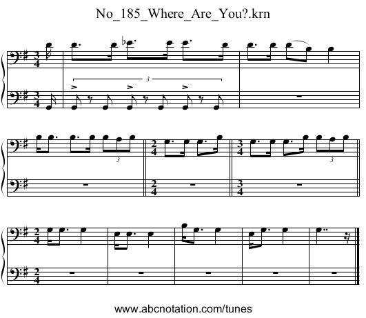 No_185_Where_Are_You?.krn - staff notation