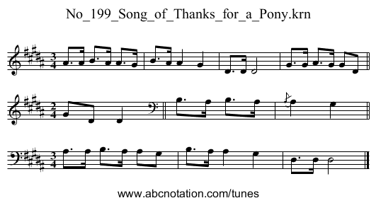 No_199_Song_of_Thanks_for_a_Pony.krn - staff notation