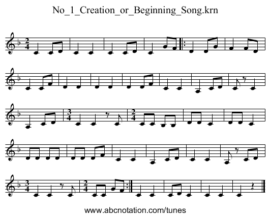 No_1_Creation_or_Beginning_Song.krn - staff notation