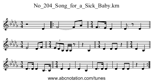 No_204_Song_for_a_Sick_Baby.krn - staff notation