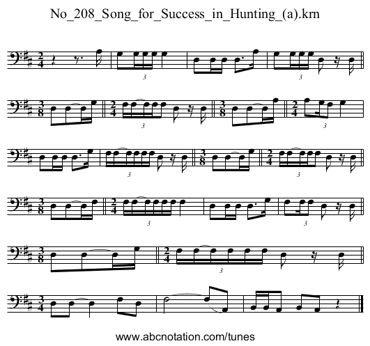 No_208_Song_for_Success_in_Hunting_(a).krn - staff notation