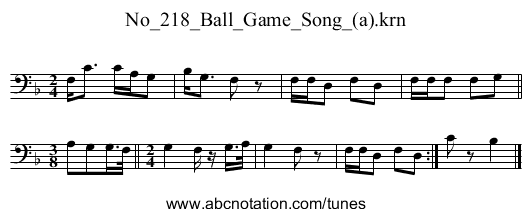 No_218_Ball_Game_Song_(a).krn - staff notation