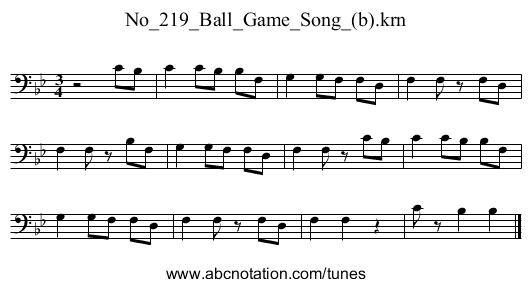 No_219_Ball_Game_Song_(b).krn - staff notation
