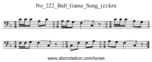 No_222_Ball_Game_Song_(e).krn - staff notation