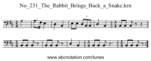 No_231_The_Rabbit_Brings_Back_a_Snake.krn - staff notation