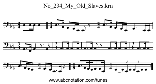 No_234_My_Old_Slaves.krn - staff notation