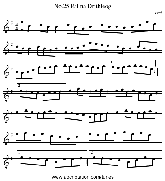 No.25 Ril na Drithleog - staff notation