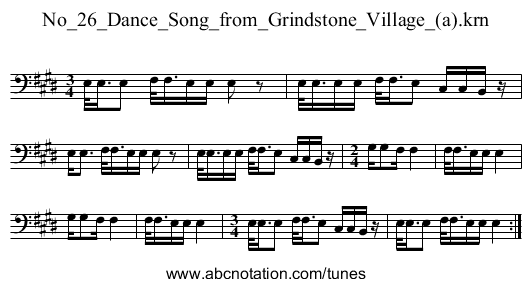No_26_Dance_Song_from_Grindstone_Village_(a).krn - staff notation