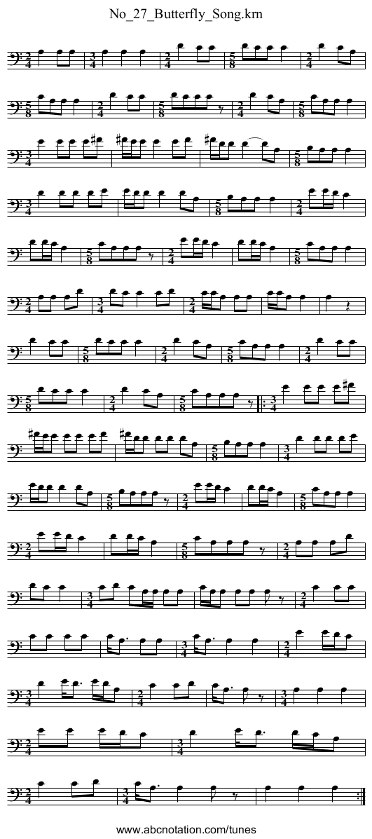 No_27_Butterfly_Song.krn - staff notation