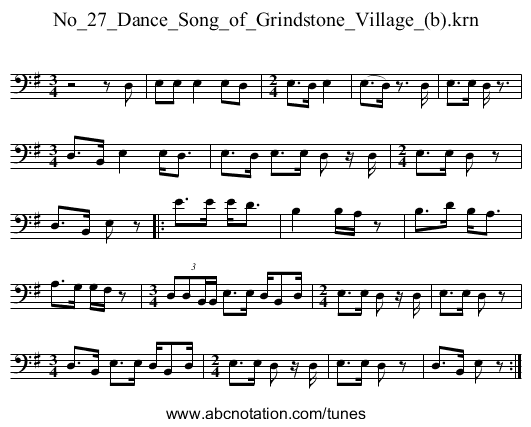 No_27_Dance_Song_of_Grindstone_Village_(b).krn - staff notation