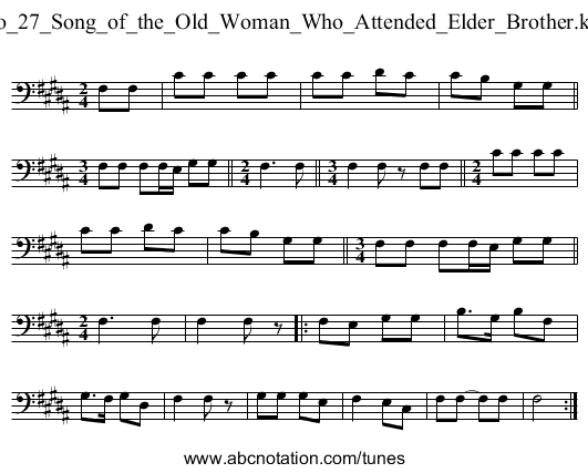 No_27_Song_of_the_Old_Woman_Who_Attended_Elder_Brother.krn - staff notation