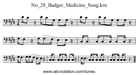 No_28_Badger_Medicine_Song.krn - staff notation