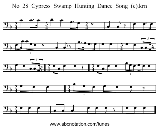 No_28_Cypress_Swamp_Hunting_Dance_Song_(c).krn - staff notation