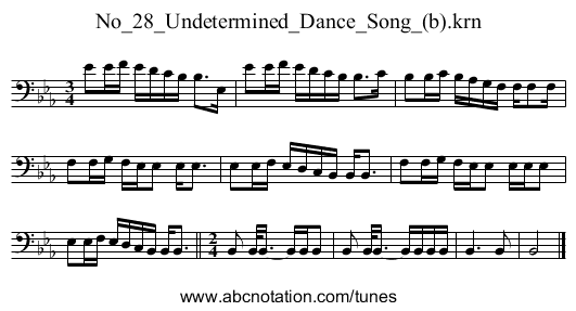No_28_Undetermined_Dance_Song_(b).krn - staff notation