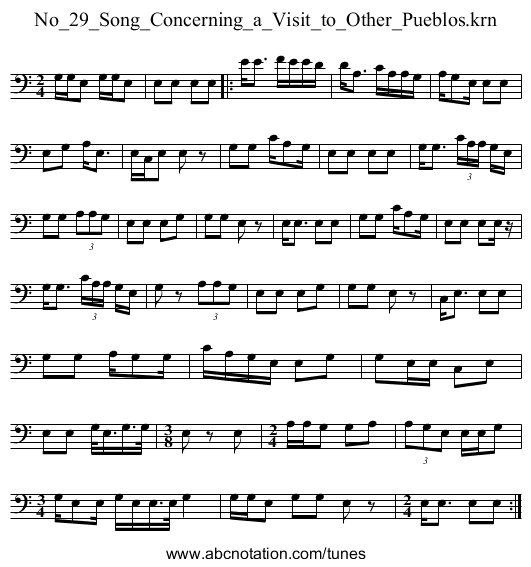 No_29_Song_Concerning_a_Visit_to_Other_Pueblos.krn - staff notation