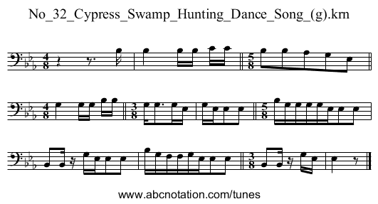 No_32_Cypress_Swamp_Hunting_Dance_Song_(g).krn - staff notation