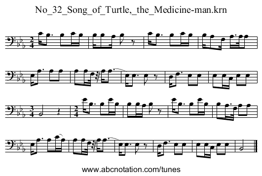 No_32_Song_of_Turtle,_the_Medicine-man.krn - staff notation