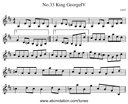 No.33 King GeorgeIV - staff notation