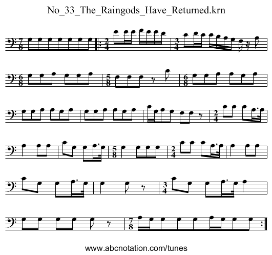 No_33_The_Raingods_Have_Returned.krn - staff notation