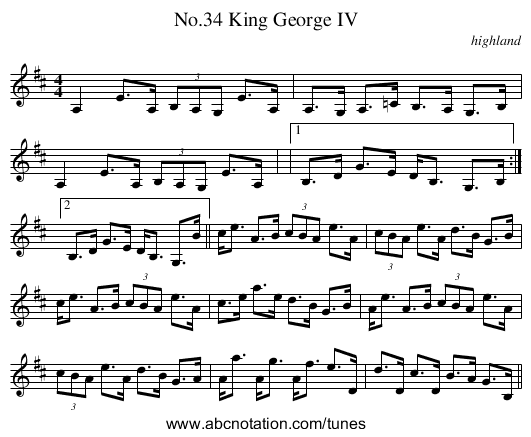 No.34 King George IV - staff notation