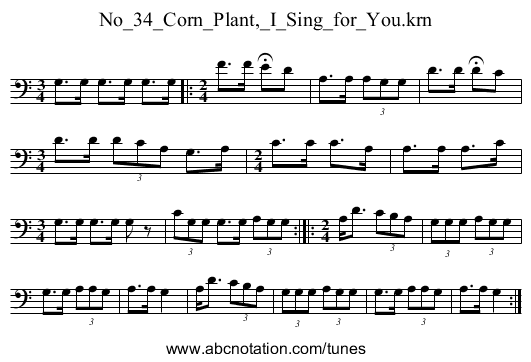 No_34_Corn_Plant,_I_Sing_for_You.krn - staff notation