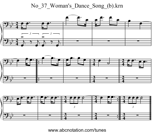 No_37_Woman's_Dance_Song_(b).krn - staff notation