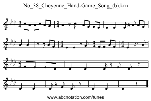 No_38_Cheyenne_Hand-Game_Song_(b).krn - staff notation