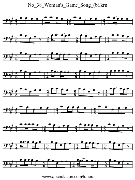 No_38_Woman's_Game_Song_(b).krn - staff notation