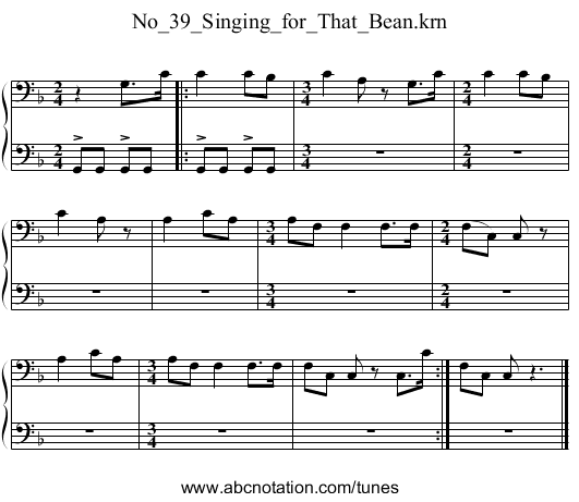 No_39_Singing_for_That_Bean.krn - staff notation