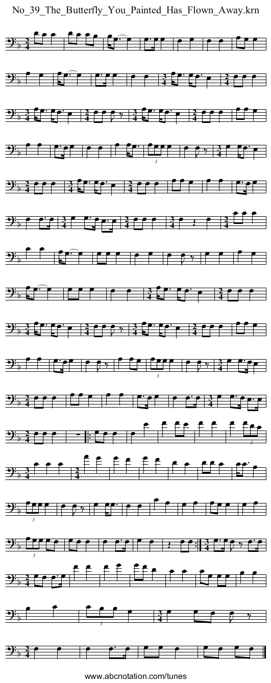 No_39_The_Butterfly_You_Painted_Has_Flown_Away.krn - staff notation