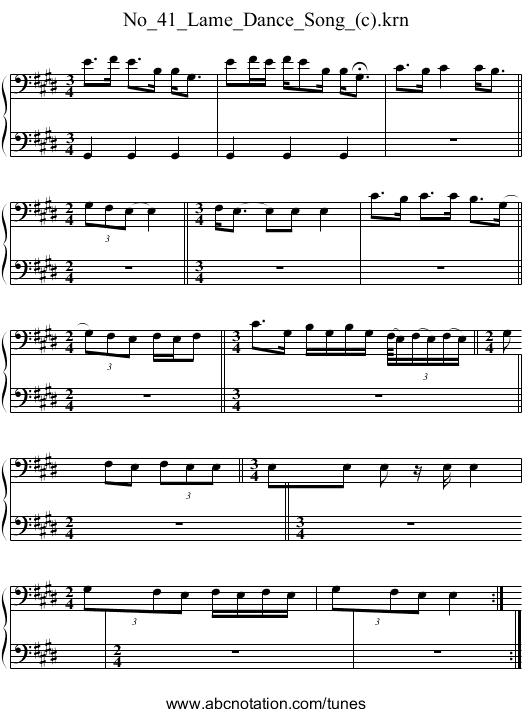 No_41_Lame_Dance_Song_(c).krn - staff notation