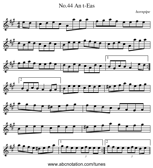 No.44 An t-Eas - staff notation