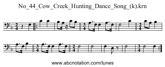 No_44_Cow_Creek_Hunting_Dance_Song_(k).krn - staff notation